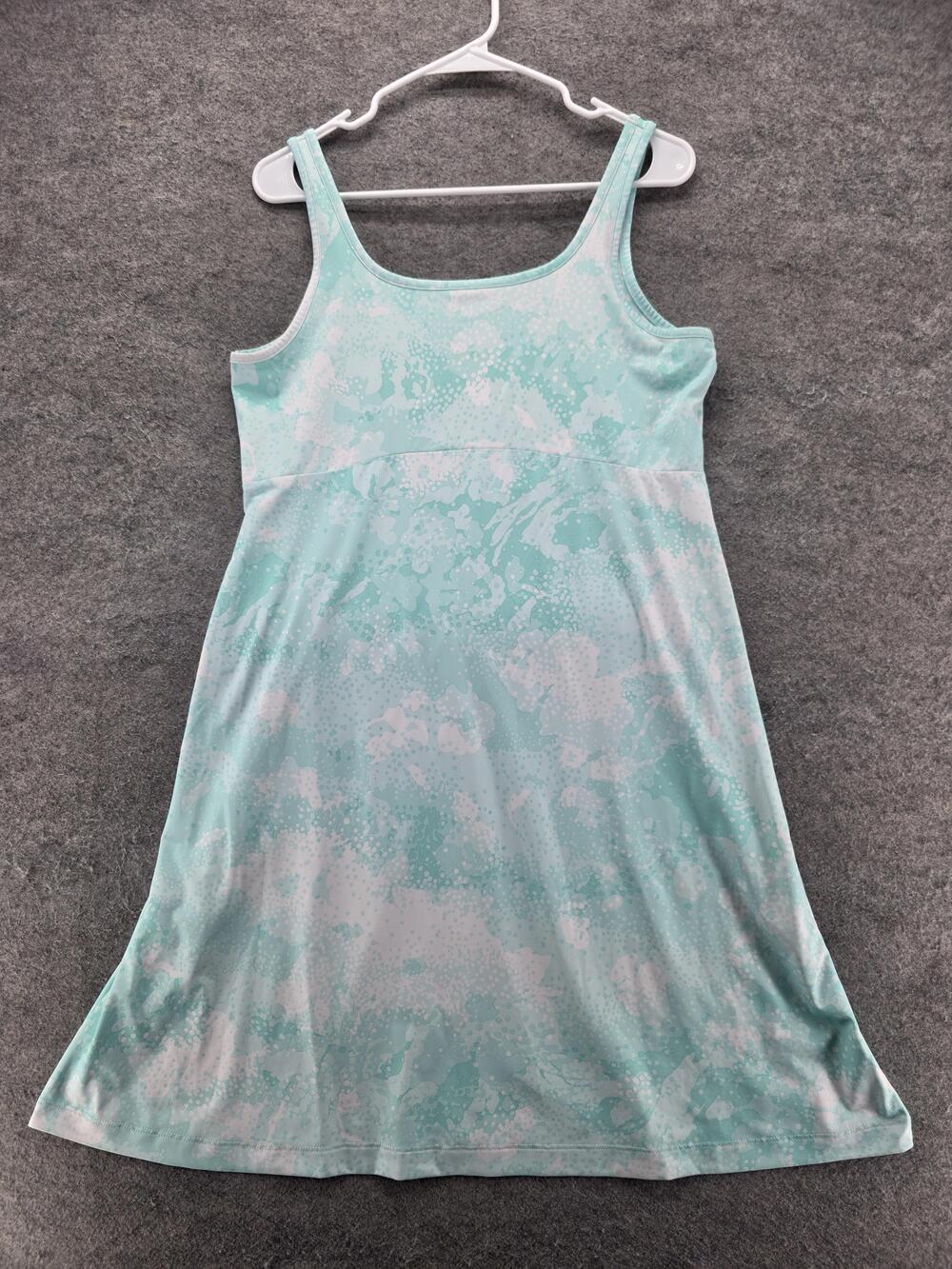 Columbia Dress Womens L Green Tank Dress Knee Length Tie Dye Knit Travel Casual